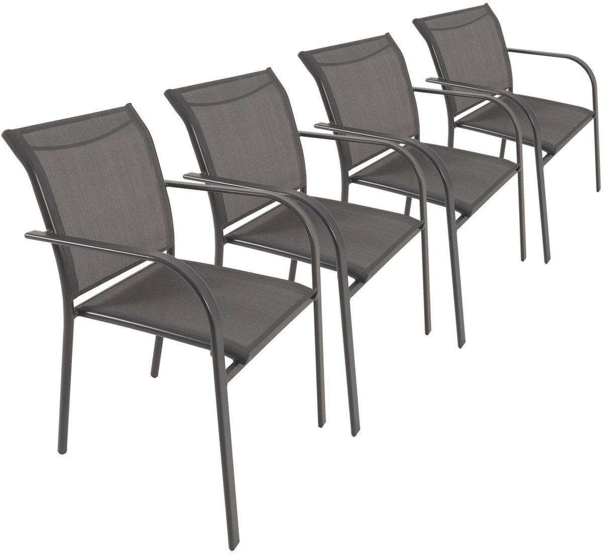 sweeek - Set van 4 tuinstoelen van aluminium en textileen 62 x 55 x 84 cm - amara