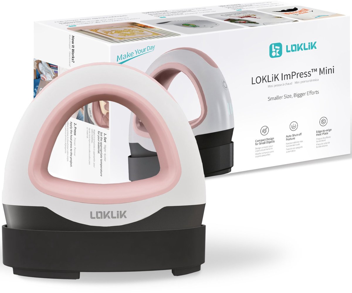 LOKLiK Mini Hittepers Compacte Warmtepers Opstrijkbaar Textiel Print - Roze