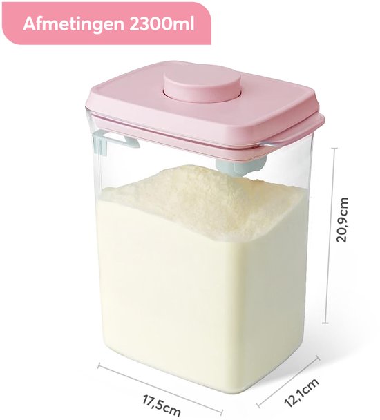 ANKOU 2300 Melkpoeder bewaarbus kleur: roze - Melkpoeder doseerdoos - Babyvoeding opslag - Melkpoeder dispenser| Babyvoeding opslag |voorraad pot met vacuüm deksel inclusief maatschep (5gram poeder) van ANKOU — afbeelding 4
