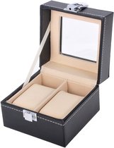 DRAIGERWAY Horlogedoos met 2 niveaus, horlogedoos, sieraden, opbergdoos met glazen deksel, horlogedoos, sieradenkistje, horlogekoffer, 12 vakken en 1 lade voor horloges, ringen, armbanden