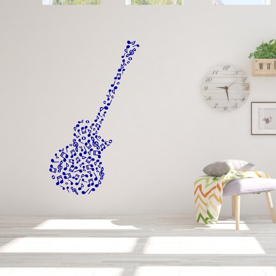 Muursticker Guitare Et Notes de Musique - Rose - 40 x 120 cm - Chambre à coucher - Muursticker4Sale