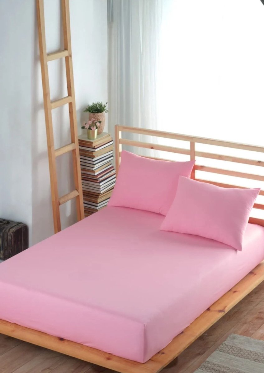 Hoeslaken - 100% Ranforce Katoen - 160x200 cm - Roze - Zacht - Ademend & Hypoallergeen - Elastische Hoeken tot 35 cm - Perfecte Pasvorm - De Linde Home