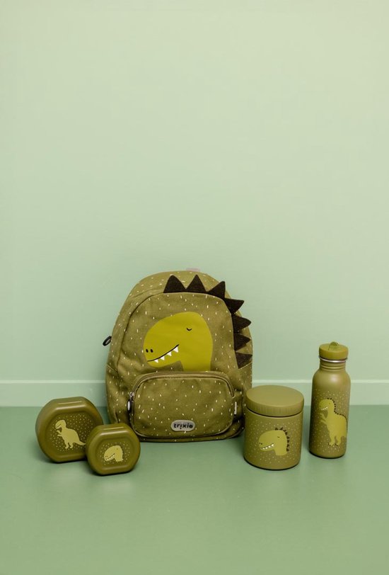 Trixie Drinkfles - Mr. Dino - RVS Waterfles voor kinderen - 500ml - Lekvrije Fles - Groen