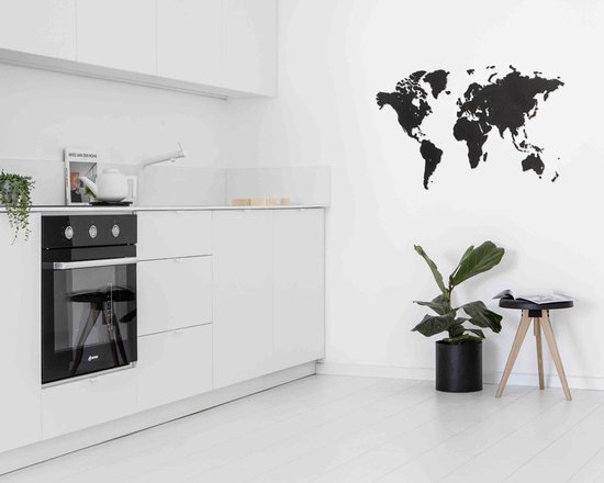 MiMi Innovations Carte du Wereldkaart en Bois de Luxe - Décoration Décoration murale - Véritable Puzzle avec Noms de Pays - 150x90 cm/59.1x35.4 pouces - Zwart