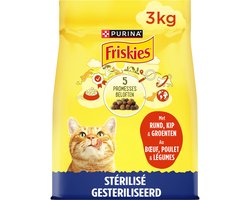 4x Friskies droogvoer voor katten - rund, kip & groenten - voor gesteriliseerde katten - 3000g
