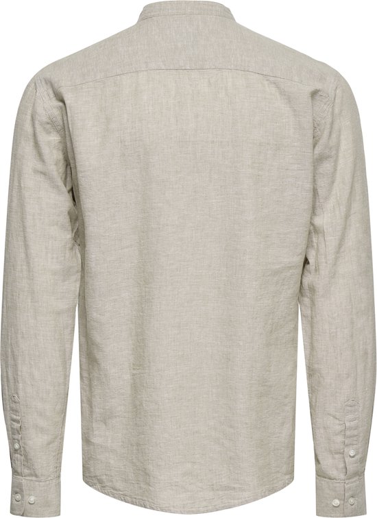 Only & Sons Chemise Onscaiden Ls Solid Linen Mao Shirt 22019173 Chincilla Men Size - M