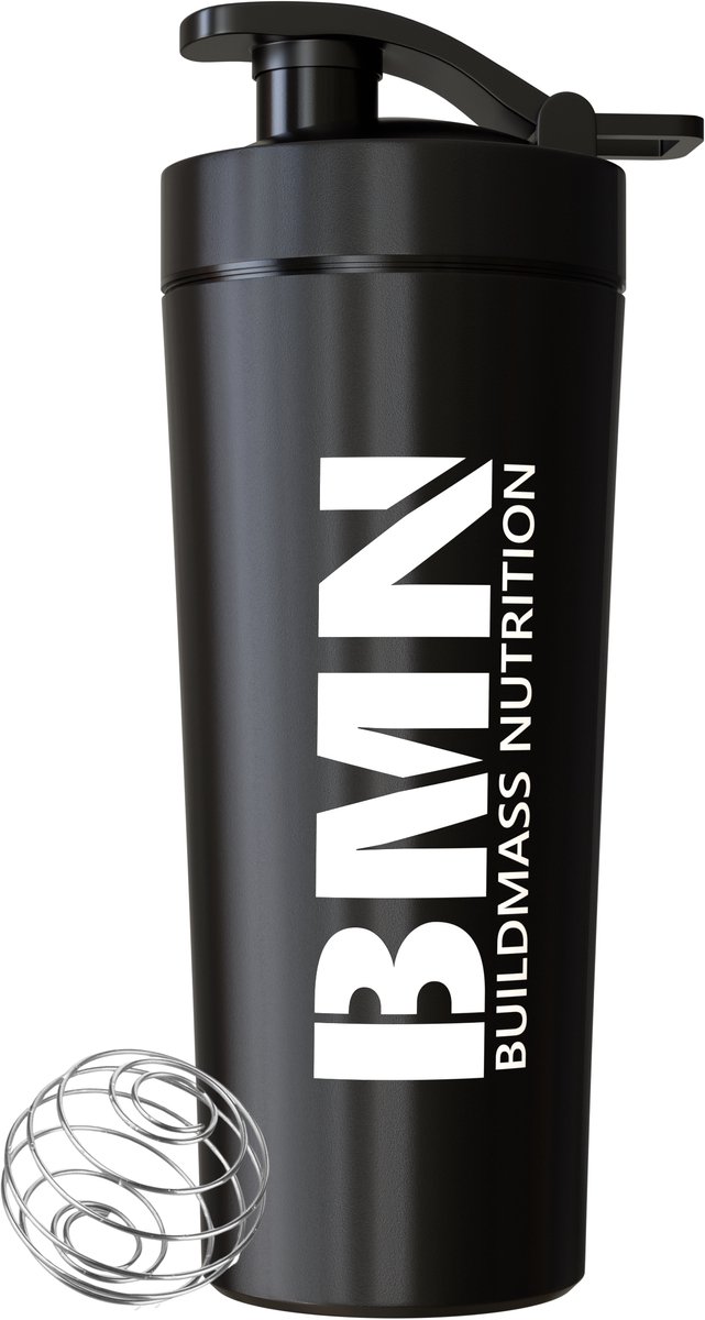 BMN® Premium RVS Shakebeker – Eiwit & Proteïne Shaker - Shakebekers – BPA Vrij – 740 ML – Zwart