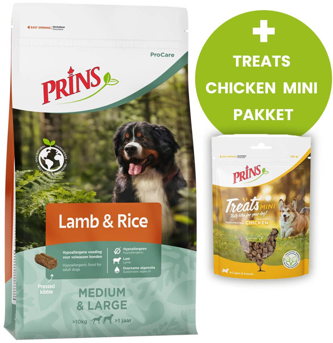 Prins Prins ProCare Lamb & Rice 20kg - Hondenvoer - Treats Chicken Mini Pakket
