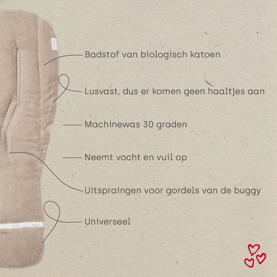 Koeka buggy inlegkussen Dijon Daily - biologisch katoen - taupe van Koeka — afbeelding 5