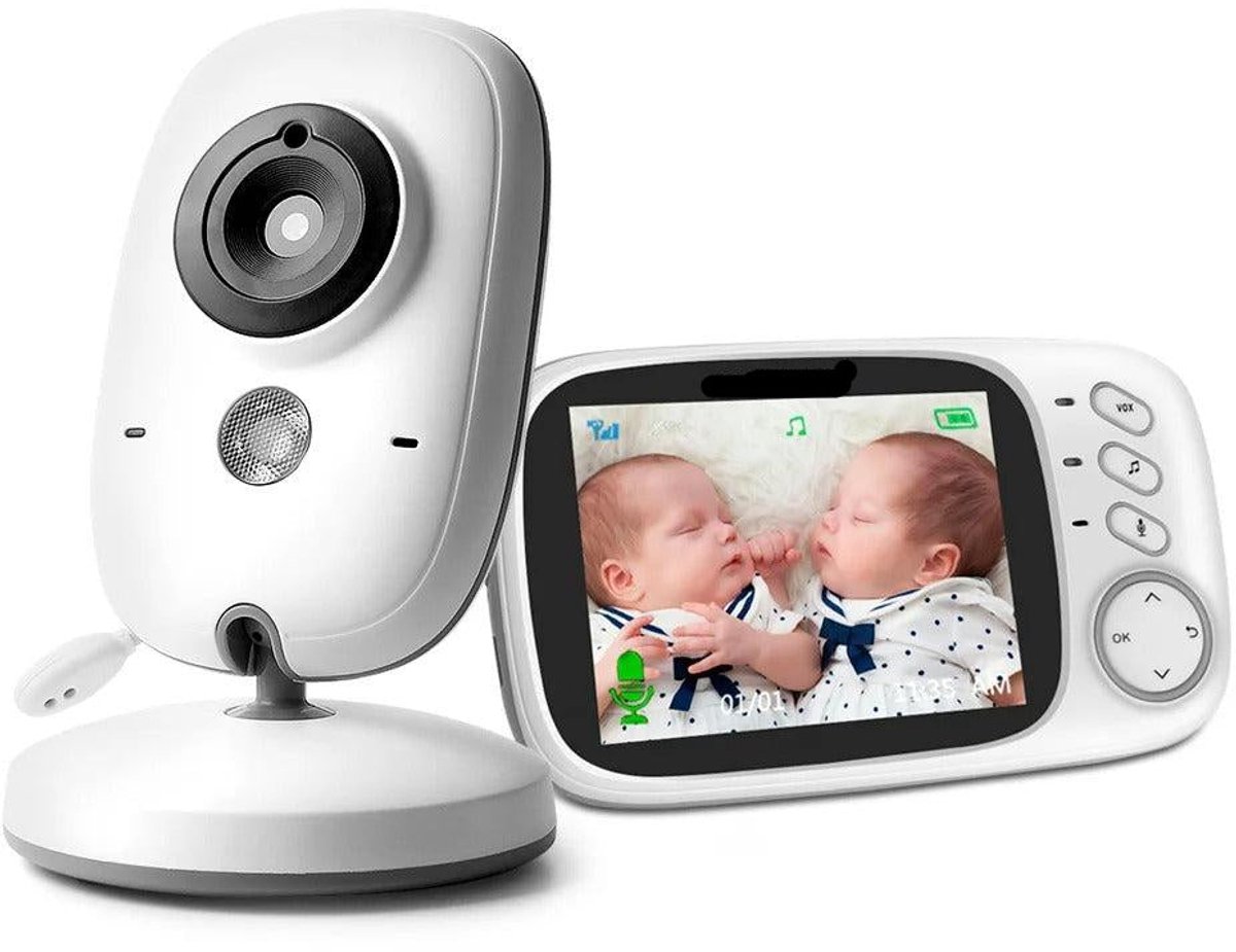 Babyfoon - met Camera - Baby Monitor - Binnencamera - 750mAh Li-polymer - 2-weg audio - Nachtzicht - CMOS - 2.4G - 3.2 Inches LCD - 320 x 240pxl - Wit