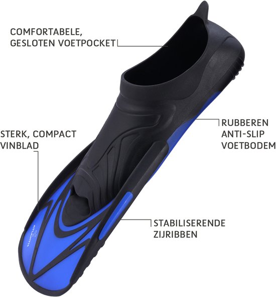 Atlantis Marlin - Palmes - Adultes - Blauw/ Zwart - 40/41