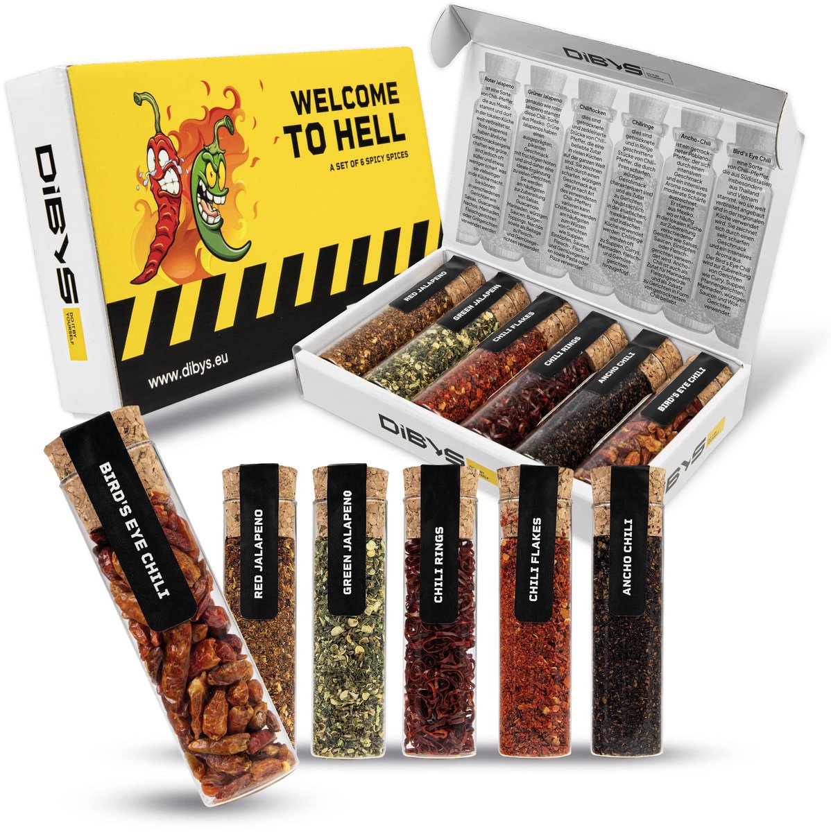 DIBYS SET VAN 6 CHILIKRUIDEN "WELCOME TO HELL"