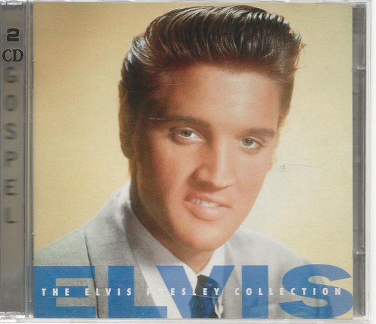 Elvis Presley met bruin haar, in een lichtgrijs pak en donkerblauwe das. De tekst 'THE ELVIS PRESLEY COLLECTION' staat onderaan.