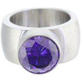 Behave - Ring - Ring en acier inoxydable avec zircone violette - Bague femme tendance avec pierre rayonnante de 10 mm - Design moderne et intemporel