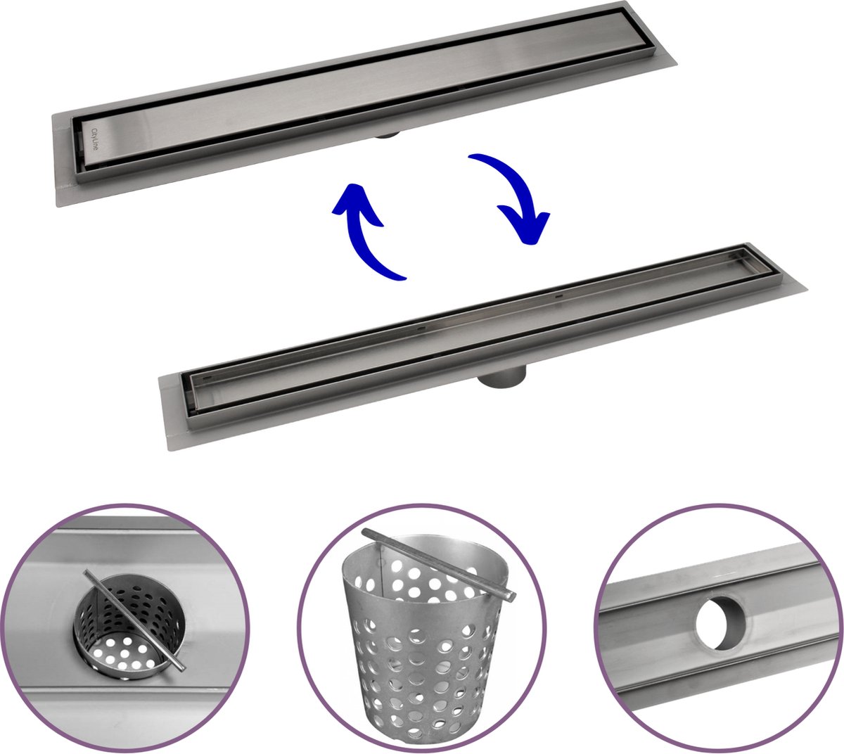 CityLine douchegoot RVS 50cm Onderuitloop Tegelrooster
