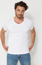 T-shirt SS V-neck 2-Pack Mannen - White/White - Maat M