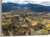 WallClassics - Hout - Uitzicht over Bergen in Peru - 100x75 cm - 9 mm dik - Foto op Hout (Met Ophangsysteem)