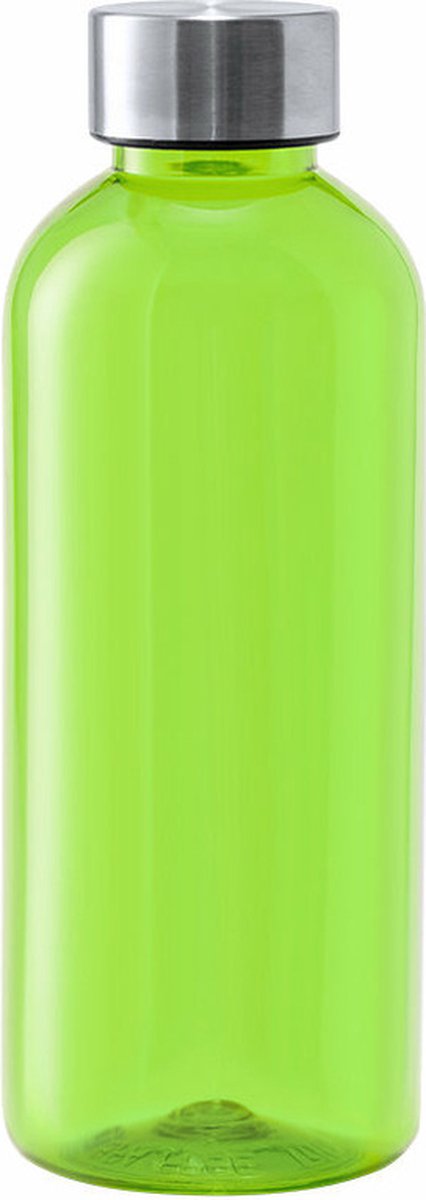 Kunststof waterfles/drinkfles/sportfles - groen transparant - met RVS dop - 600 ml