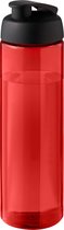 Sport bidon gerecycled kunststof - drinkfles - rood/zwart - 850 ml - Sportfles