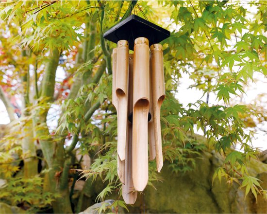 Decoris Windgong van bamboe hout - D10 x H63 cm