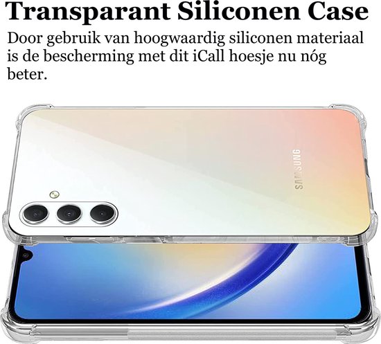 Coque Samsung Galaxy A34 - 2x Protecteur d'écran FullGuard - Coque arrière ShockGuard Transparent & Protecteur d'écran