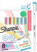 Sharpie S-Note Duo-markeerstiften | Dubbelzijdige creatieve pastel markers | Kogel- en wigvormige punt voor markeren, tekenen, notities maken en meer | 8 stuks
