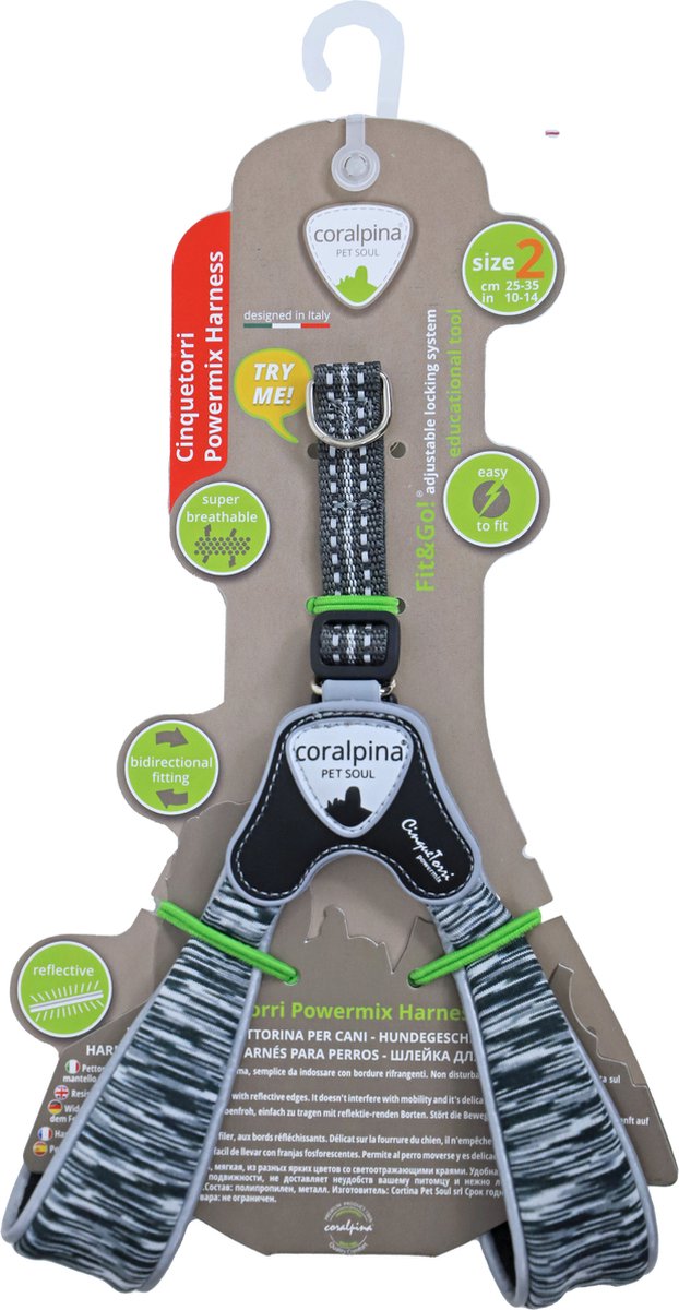 Coralpina - Honden Harnas - Powermix Dark - Maat 3: 30-40 cm - 4-5 kg