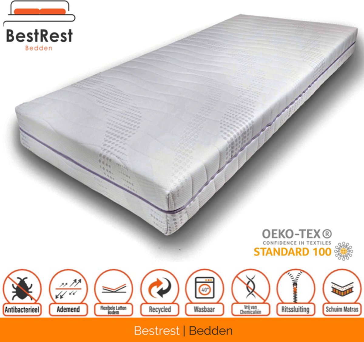 Bestrest Bedden Koudschuim matras Hr 55 - 160x200 - 16cm matrasdikte Wit/Grijs