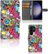 Telefoonhoesje Portemonnee Geschikt voor Samsung Galaxy S23 Ultra GSM Hoesje Punk Rock