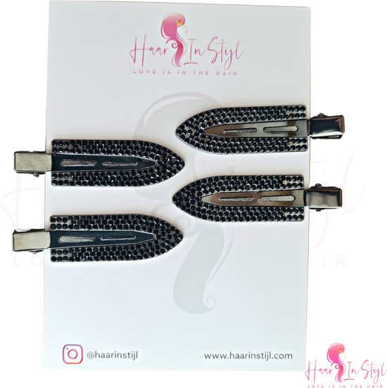 Haar in Stijl® Seamless haarclips zwart 4 stuks 7 cm lang
