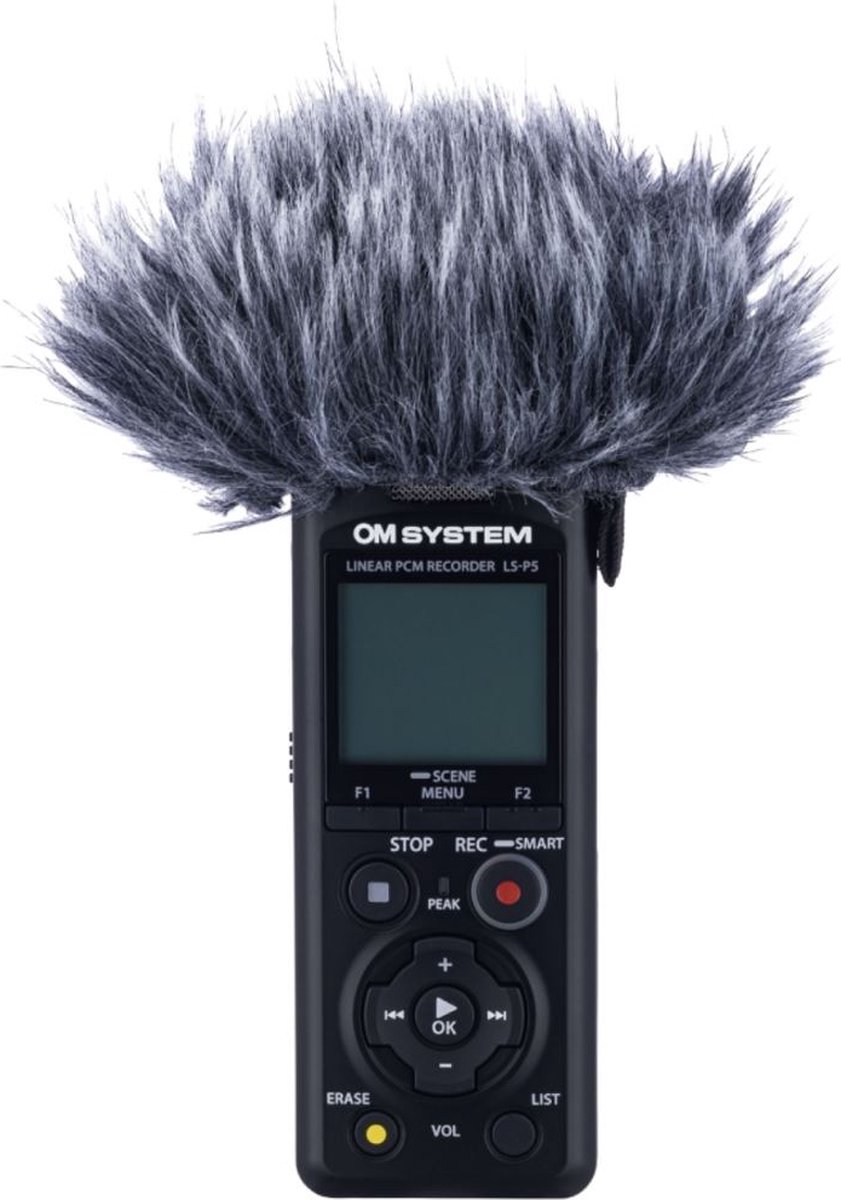 OM SYSTEM Audiorecorder LS-P5 Videographer Kit met deadcat en Hot Shoe adapter