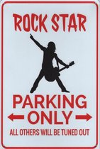 Wandbord Humor Muziek - Parking Only Rock Star
