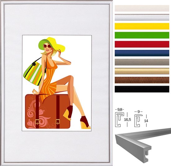 WOLTU Set van 5 fotolijsten, 20 x 30 cm, massief houten lijst met passe-partout, horizontaal of verticaal ophangen, wanddecoratie of tafel, grijs