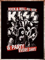 Signs-USA - Concert Sign - metaal - Kiss - Rock n Roll All Nite - 30x40 cm