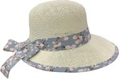 Chapeau d'été pour femme Audrey - Wit avec ruban bleu clair - Taille 56 - Chapeau de vacances