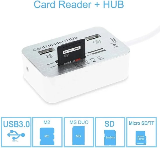 HUB USB 3.0 3 Ports avec Lecteur de Carte SD Micro SD MS M2 Multi
