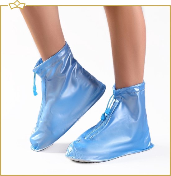 ATTREZZO® Regen overschoen – duurzaam - regenhoes – waterdicht en anti slip – Blauw - maat 38-39