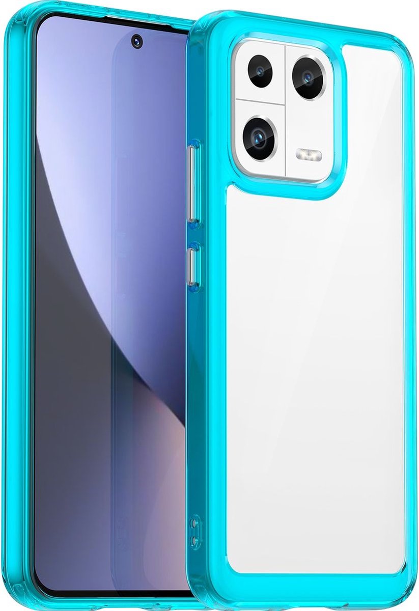 Mobigear Hoesje geschikt voor Xiaomi 13 Telefoonhoesje Hardcase | Mobigear Crystal Backcover | 13 Case | Back Cover - Transparant / Turquoise