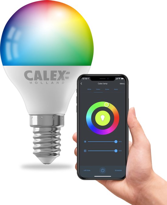 Calex Slimme Lamp - Wifi LED Verlichting - E14 - Smart Lichtbron - Dimbaar - RGB en Warm Wit licht - 4.9W