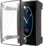 DrPhone SWC6 TPU Beschermhoes- Ingebouwde Screen Protector - Soft Shell - Flexibel – Geschikt voor Fitbit Charge 3/4 - Zwart