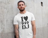 Rick & Rich - T-Shirt I Love DJ - T-shirt met opdruk - T-shirt Muziek - Tshirt Music - Wit T-shirt - T-shirt Man - Shirt met ronde hals - T-Shirt Maat S