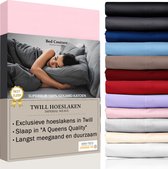Bed Couture - Twill Hoeslaken van 100% Katoen - Eenpersoons 100x200cm - Hoekhoogte 30cm - Ultra Zacht en Duurzaam - Roos