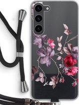 Case Company® - Hoesje met koord geschikt voor Samsung Galaxy S23 Plus hoesje met Koord - Mooie bloemen - Telefoonhoesje met Zwart Koord - Bescherming aan alle Kanten en Over de Schermrand