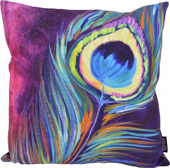 Sierkussen Colorful Peacock / Pauw | 45 x 45 cm | Katoen/Polyester