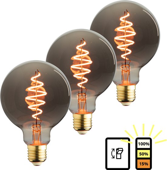 E27 LED Lamp - 3-pack - 3 staps - watt - extra warm