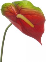 5x Kunstplant rood met groene anthurium 78 cm - Kunstplanten/nepplanten