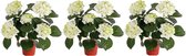 3x Kunstplant hortensia plant wit/groen 36 cm - Kunstplanten/nepplanten