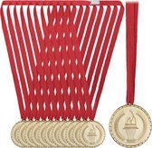 Relaxdays medailles voor kinderen - set van 12 gouden medailles - kindermedaille - sport