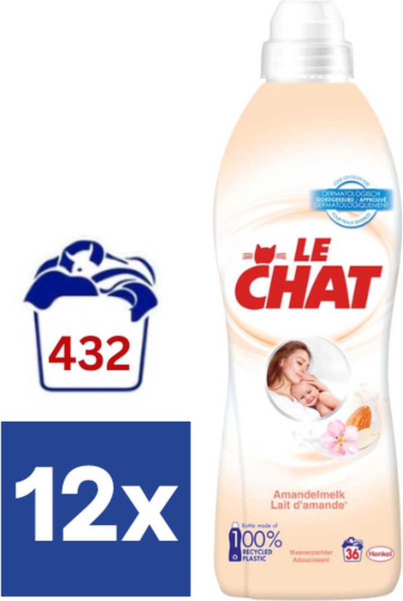 Goedkoopste Le Chat Amandelmelk Wasverzachter - 12 x 900 ml (432 wasbeurten