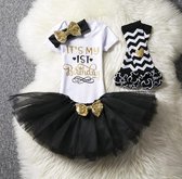 1st Birthday set Black and Gold - verjaardagset meisje goud en zwart